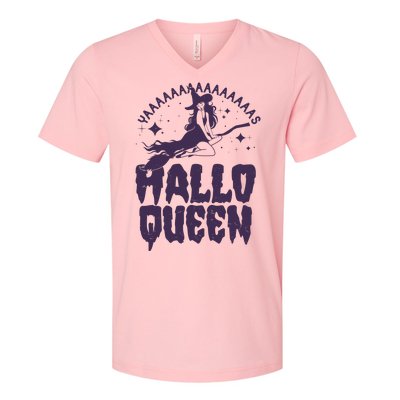 Funny Retro Halloween Yaaas Hallo Queen Witch V-Neck T-Shirt