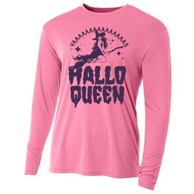 Funny Retro Halloween Yaaas Hallo Queen Witch Cooling Performance Long Sleeve Crew