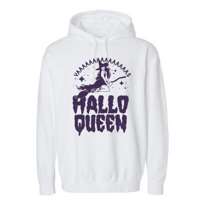 Funny Retro Halloween Yaaas Hallo Queen Witch Garment-Dyed Fleece Hoodie