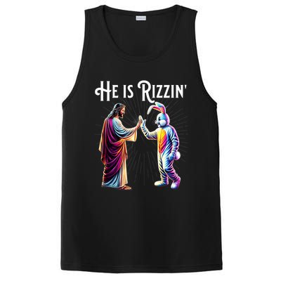 Funny Rizz He Is Rizzin Jesus High Five Easter Bunny PosiCharge Competitor Tank