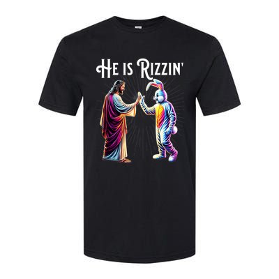 Funny Rizz He Is Rizzin Jesus High Five Easter Bunny Softstyle CVC T-Shirt