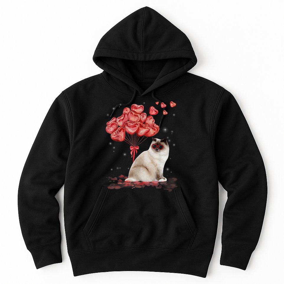 Funny Ragdoll Heart Valentines Day Cat Dad Mom Gift Hoodie