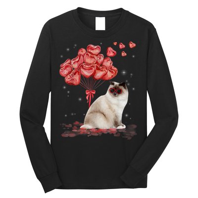 Funny Ragdoll Heart Valentines Day Cat Dad Mom Gift Long Sleeve Shirt