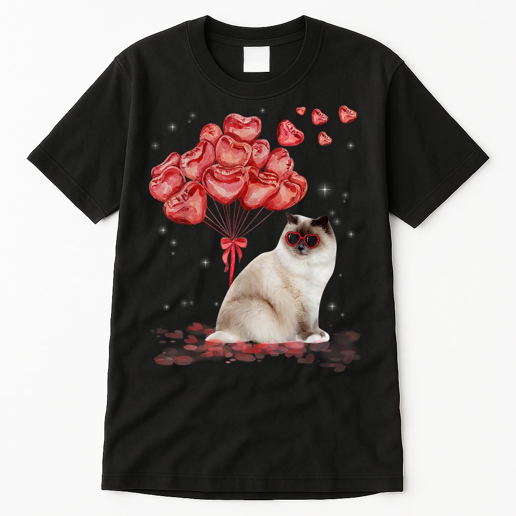 Funny Ragdoll Heart Valentines Day Cat Dad Mom Gift Tall T-Shirt