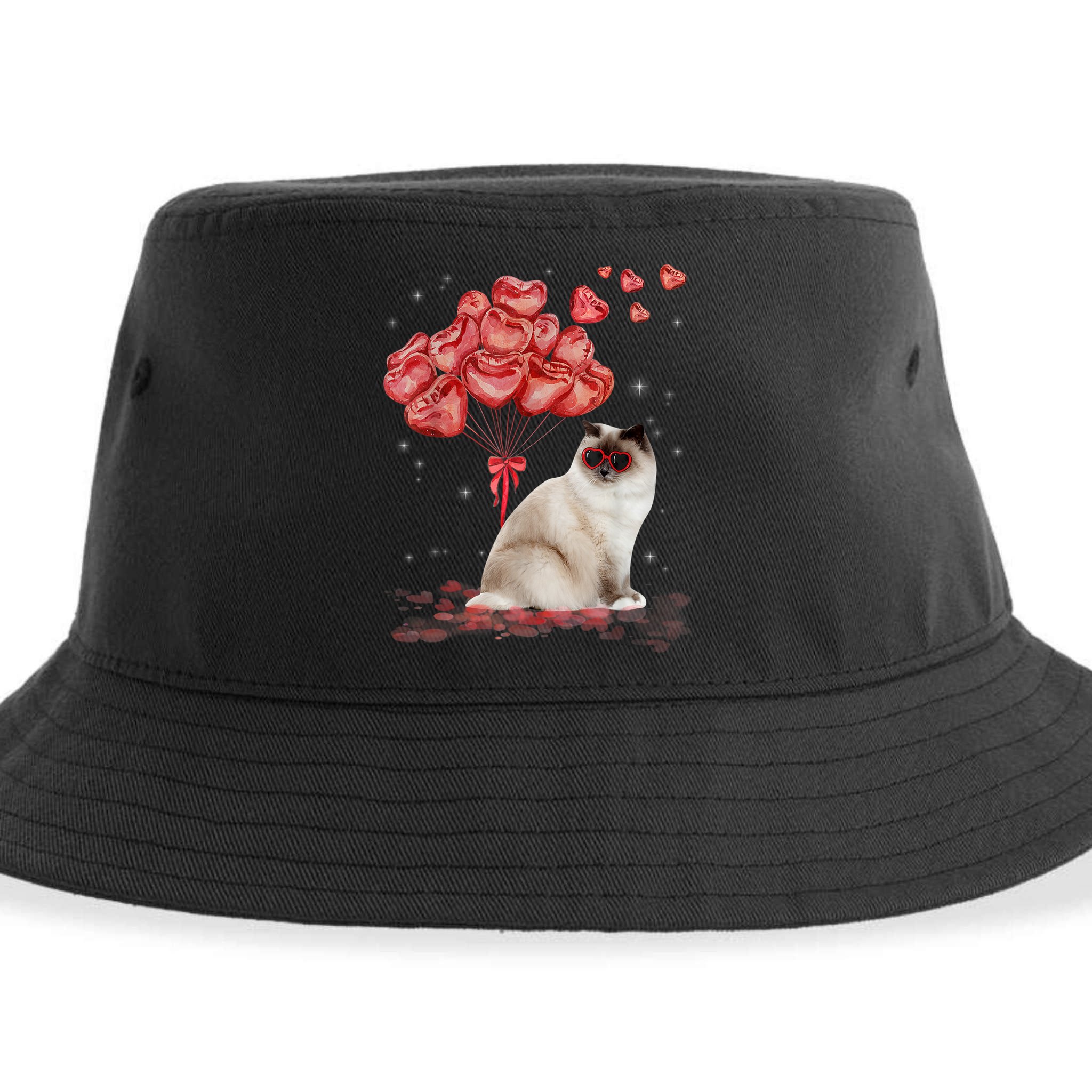 Funny Ragdoll Heart Valentines Day Cat Dad Mom Gift Sustainable Bucket Hat