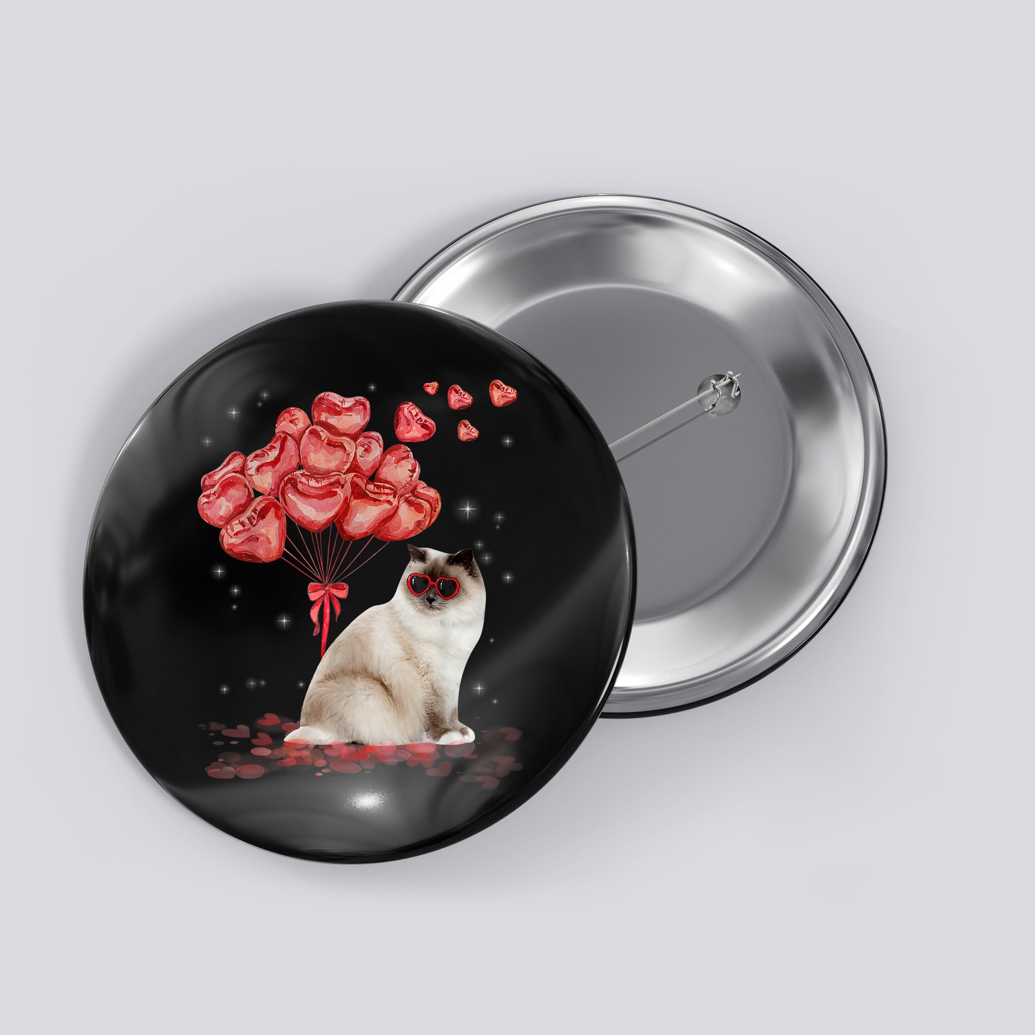 Funny Ragdoll Heart Valentines Day Cat Dad Mom Gift Button