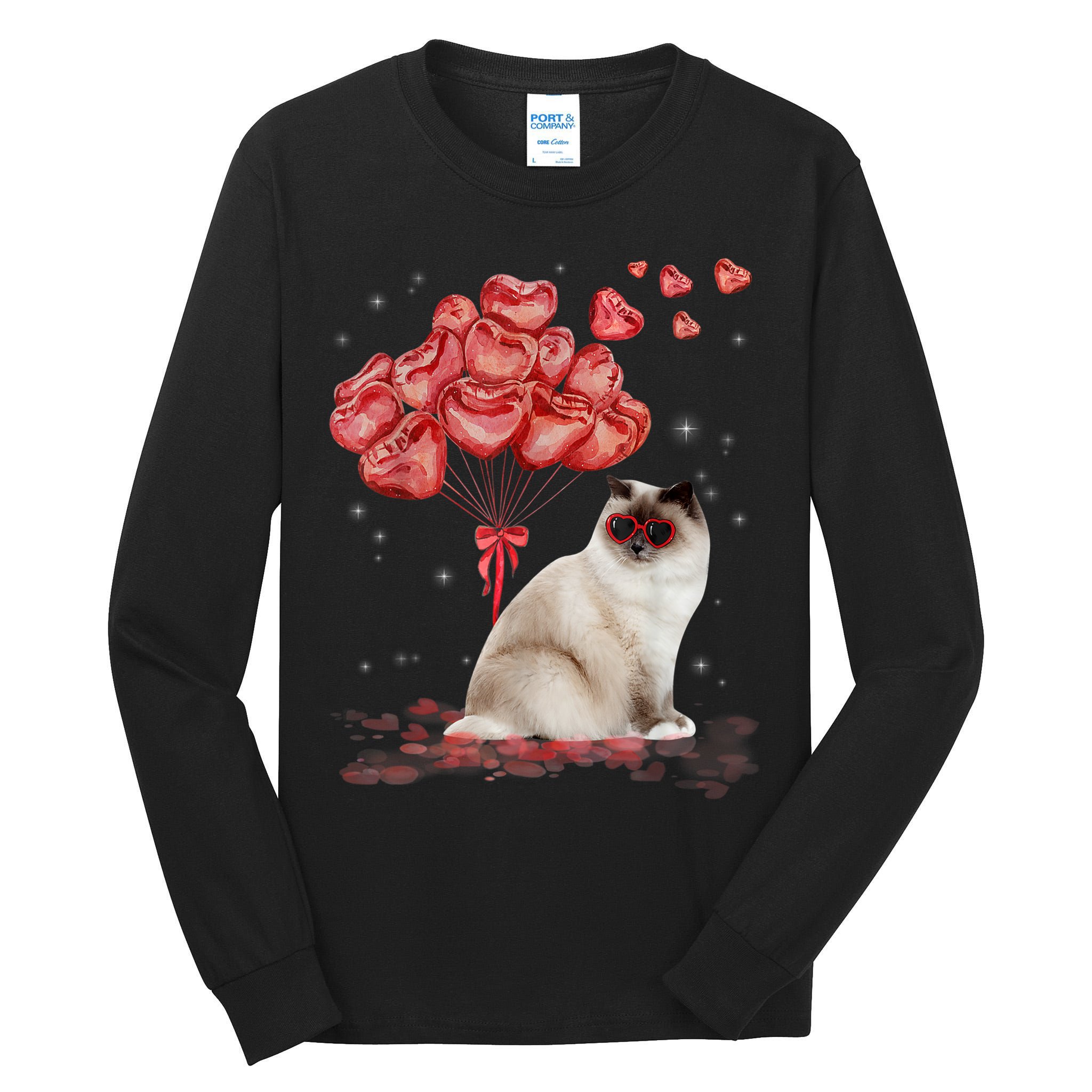 Funny Ragdoll Heart Valentines Day Cat Dad Mom Gift Tall Long Sleeve T-Shirt