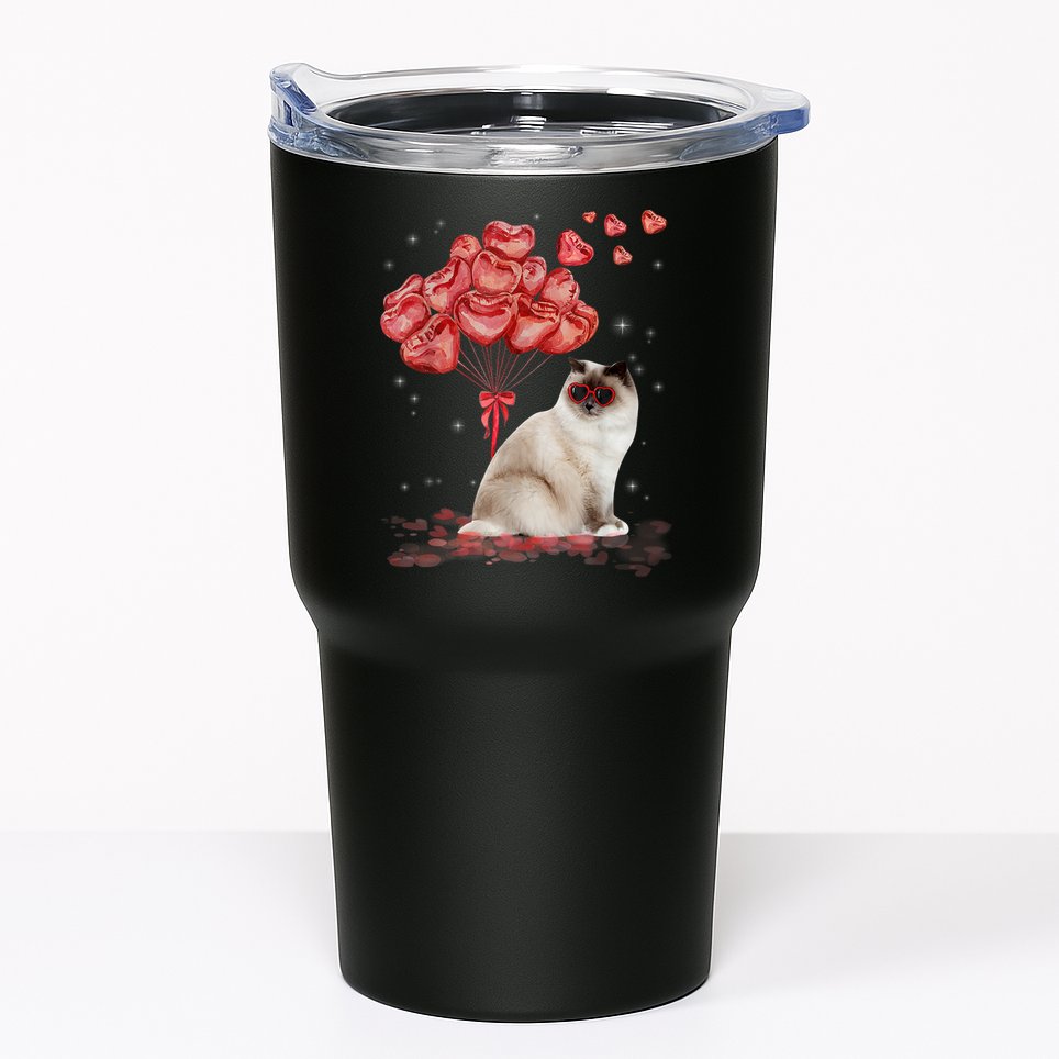 Funny Ragdoll Heart Valentines Day Cat Dad Mom Gift Tumbler