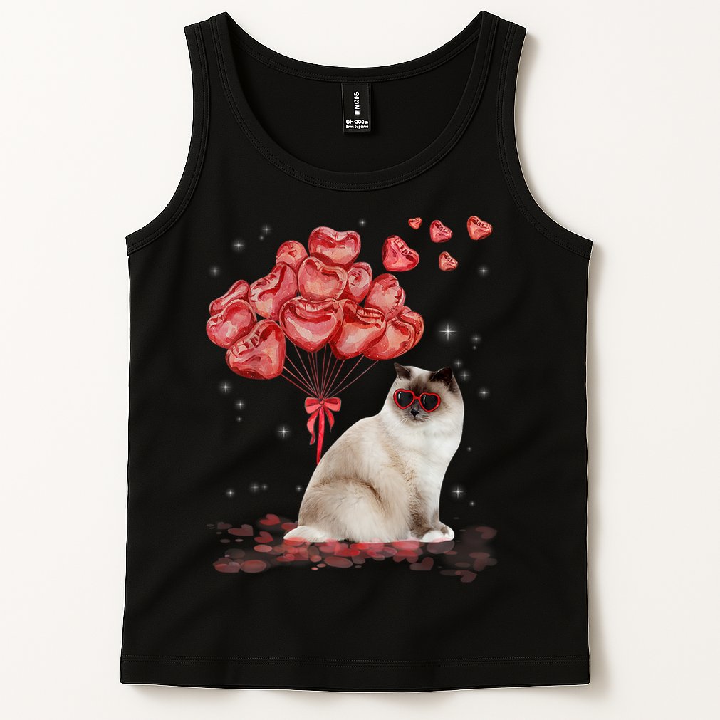 Funny Ragdoll Heart Valentines Day Cat Dad Mom Gift Tank Top
