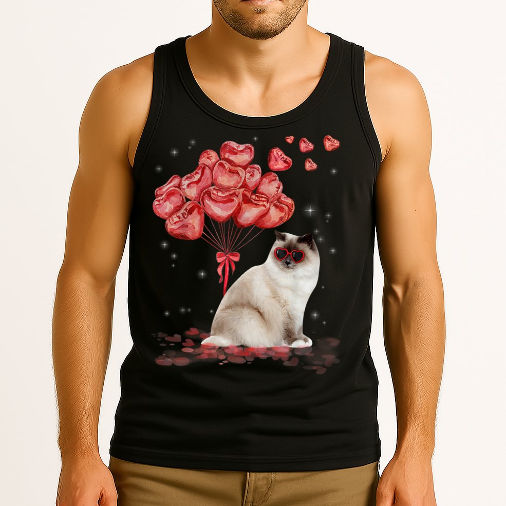 Funny Ragdoll Heart Valentines Day Cat Dad Mom Gift Tank Top