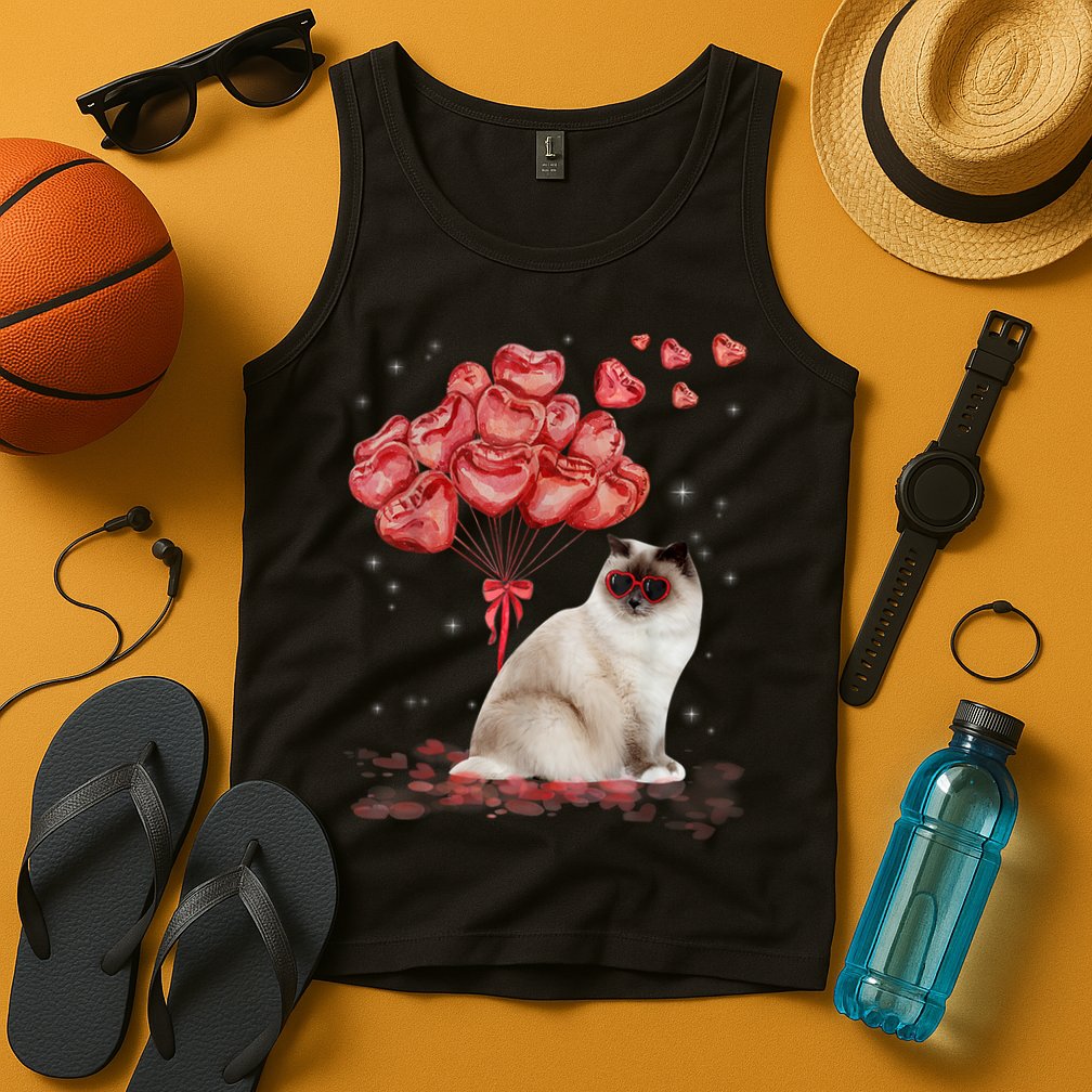 Funny Ragdoll Heart Valentines Day Cat Dad Mom Gift Tank Top