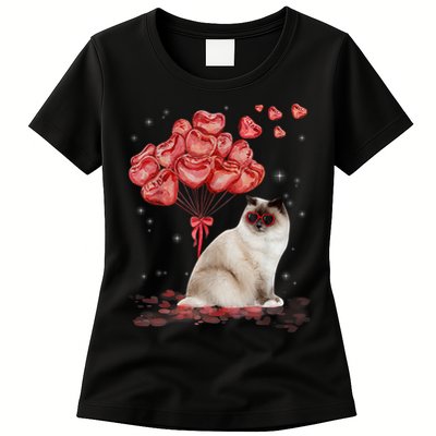 Funny Ragdoll Heart Valentines Day Cat Dad Mom Gift Womens T-Shirt