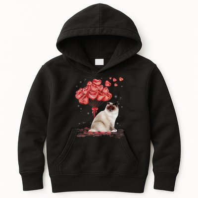 Funny Ragdoll Heart Valentines Day Cat Dad Mom Gift Kids Hoodie