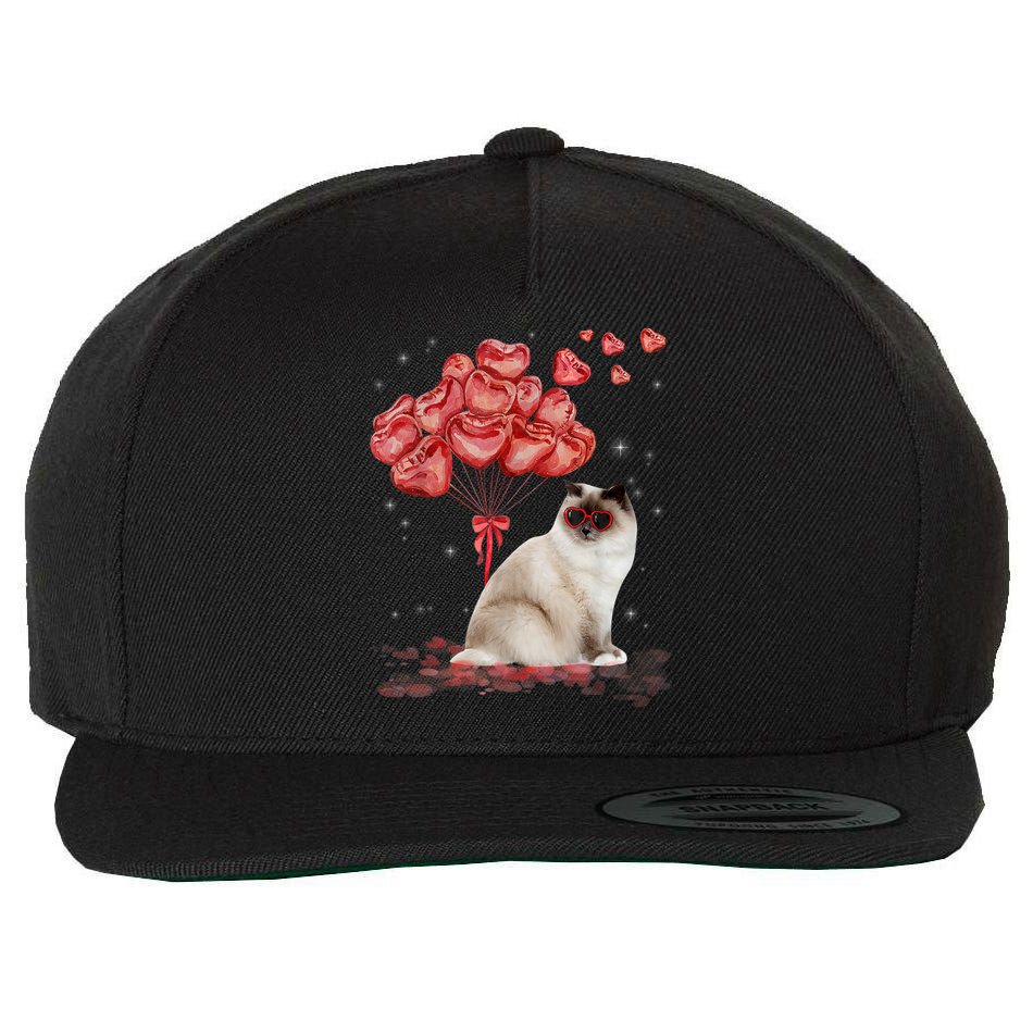 Funny Ragdoll Heart Valentines Day Cat Dad Mom Gift Wool Snapback Cap