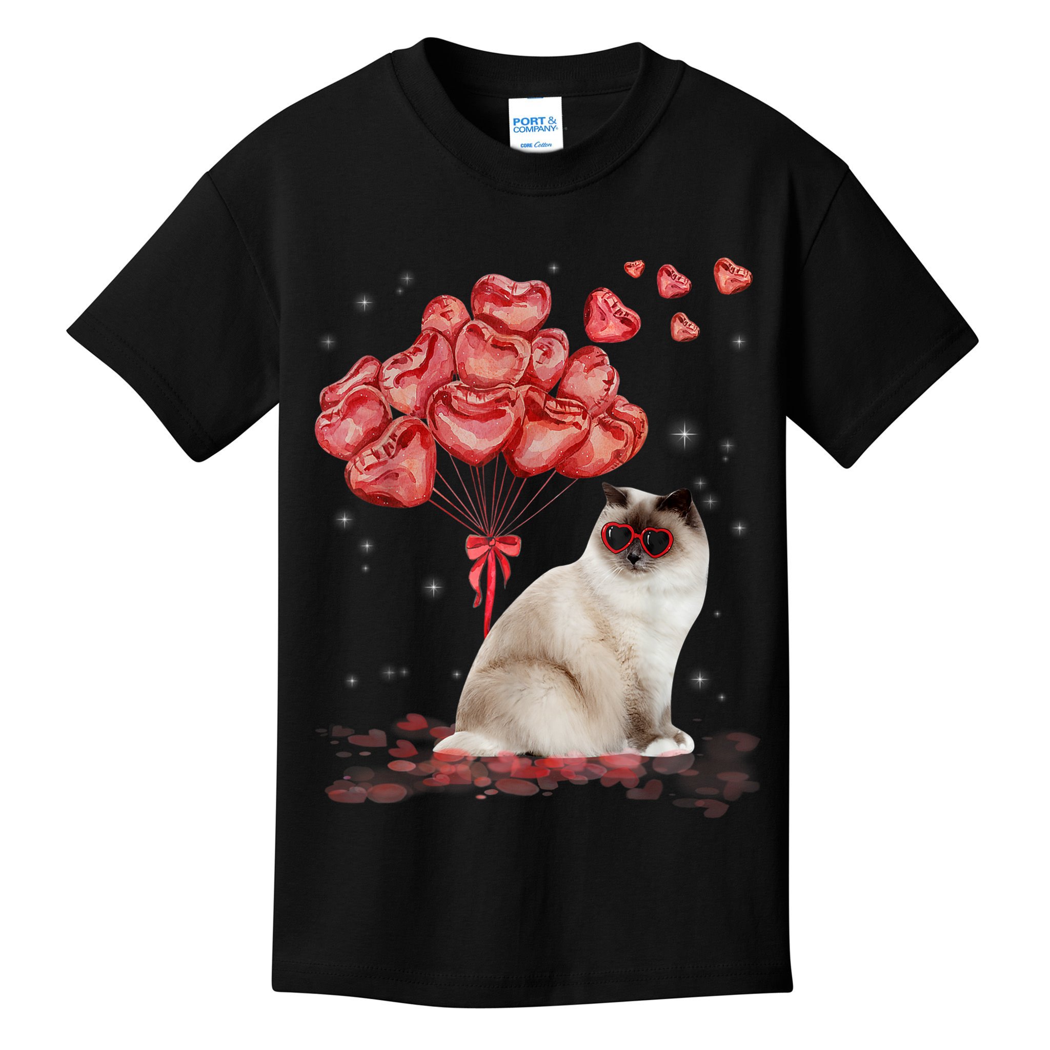 Funny Ragdoll Heart Valentines Day Cat Dad Mom Gift Kids T-Shirt