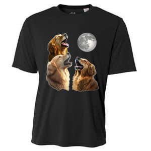 Funny Retriever Howling At Moon For Mom & Dad Cooling Performance Crew T-Shirt