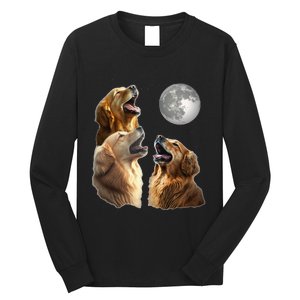 Funny Retriever Howling At Moon For Mom & Dad Long Sleeve Shirt