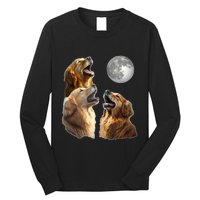 Funny Retriever Howling At Moon For Mom & Dad Long Sleeve Shirt