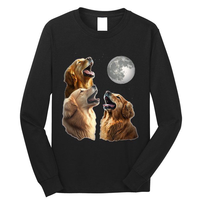 Funny Retriever Howling At Moon For Mom & Dad Long Sleeve Shirt