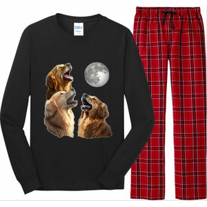 Funny Retriever Howling At Moon For Mom & Dad Long Sleeve Pajama Set