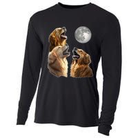 Funny Retriever Howling At Moon For Mom & Dad Cooling Performance Long Sleeve Crew