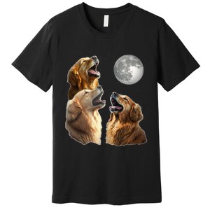 Funny Retriever Howling At Moon For Mom & Dad Premium T-Shirt