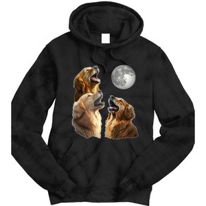 Funny Retriever Howling At Moon For Mom & Dad Tie Dye Hoodie