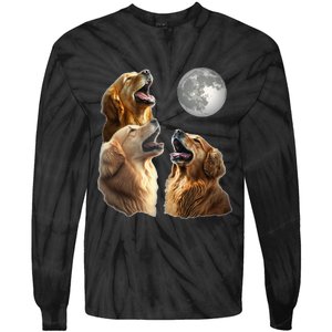 Funny Retriever Howling At Moon For Mom & Dad Tie-Dye Long Sleeve Shirt