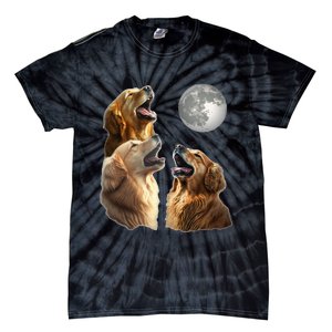 Funny Retriever Howling At Moon For Mom & Dad Tie-Dye T-Shirt