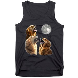 Funny Retriever Howling At Moon For Mom & Dad Tank Top