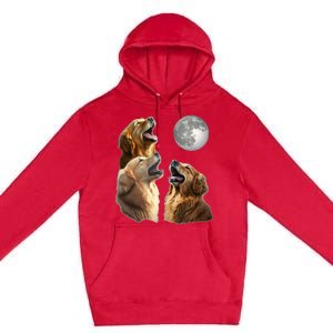 Funny Retriever Howling At Moon For Mom & Dad Premium Pullover Hoodie