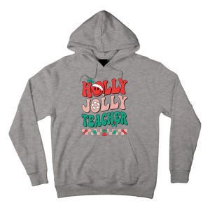 Festive Retro Holly Xmas Teacher Christmas Vibes Holiday Cheer Tall Hoodie