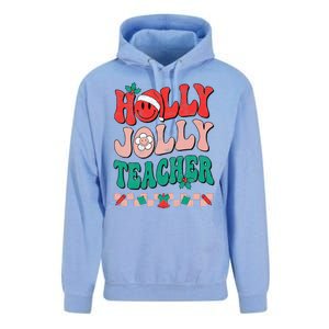 Festive Retro Holly Xmas Teacher Christmas Vibes Holiday Cheer Unisex Surf Hoodie