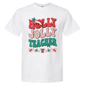 Festive Retro Holly Xmas Teacher Christmas Vibes Holiday Cheer Garment-Dyed Heavyweight T-Shirt