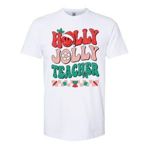 Festive Retro Holly Xmas Teacher Christmas Vibes Holiday Cheer Softstyle CVC T-Shirt