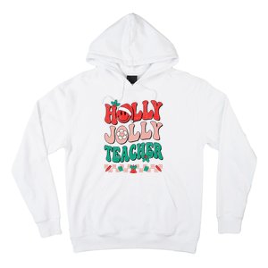 Festive Retro Holly Xmas Teacher Christmas Vibes Holiday Cheer Hoodie