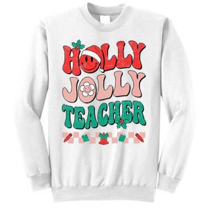 Festive Retro Holly Xmas Teacher Christmas Vibes Holiday Cheer Sweatshirt