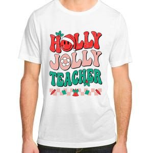 Festive Retro Holly Xmas Teacher Christmas Vibes Holiday Cheer Adult ChromaSoft Performance T-Shirt