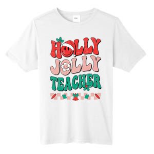 Festive Retro Holly Xmas Teacher Christmas Vibes Holiday Cheer Tall Fusion ChromaSoft Performance T-Shirt