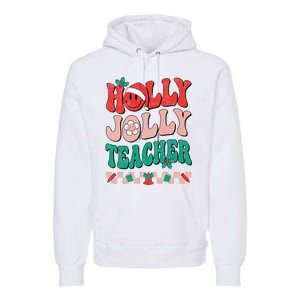 Festive Retro Holly Xmas Teacher Christmas Vibes Holiday Cheer Premium Hoodie