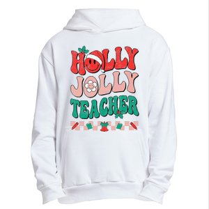 Festive Retro Holly Xmas Teacher Christmas Vibes Holiday Cheer Urban Pullover Hoodie