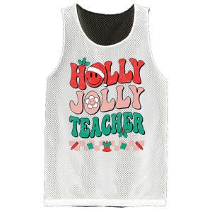 Festive Retro Holly Xmas Teacher Christmas Vibes Holiday Cheer Mesh Reversible Basketball Jersey Tank