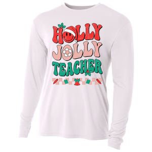 Festive Retro Holly Xmas Teacher Christmas Vibes Holiday Cheer Cooling Performance Long Sleeve Crew