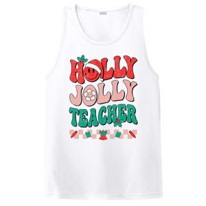 Festive Retro Holly Xmas Teacher Christmas Vibes Holiday Cheer PosiCharge Competitor Tank