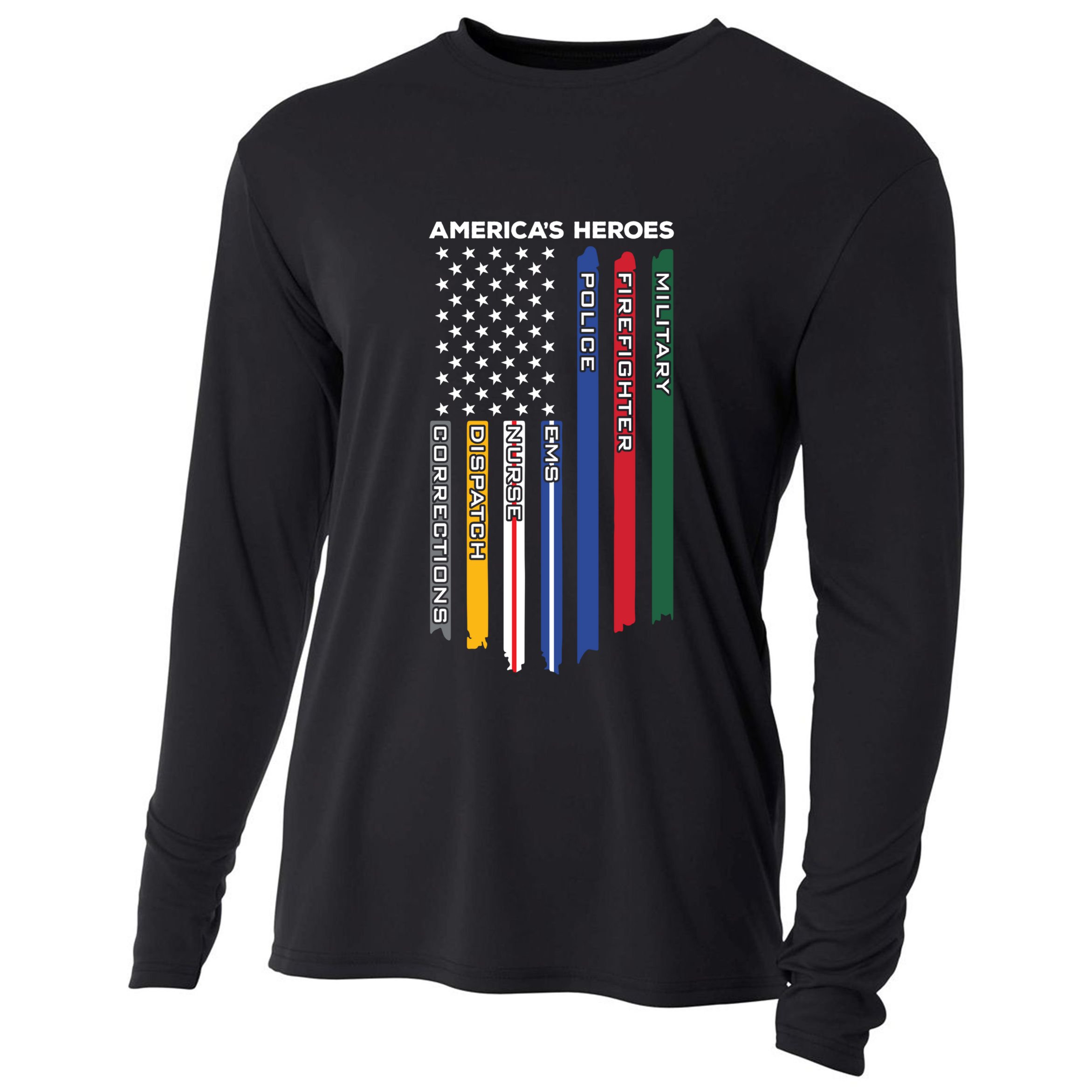 First Responders Heroes Police Military Firefighter Nurses Funny Gift Cooling Performance Long Sleeve Crew
