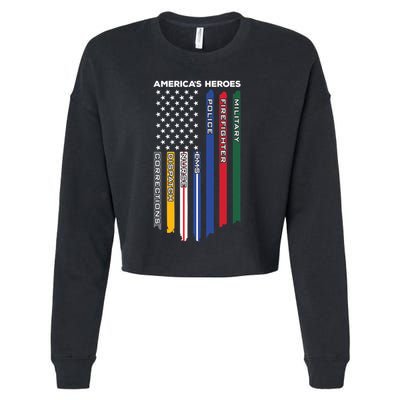 First Responders Heroes Police Military Firefighter Nurses Funny Gift Cropped Pullover Crew