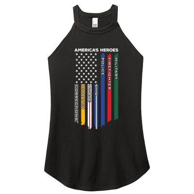 First Responders Heroes Police Military Firefighter Nurses Funny Gift Women's Perfect Tri Rocker Tank