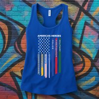 First Responders Heroes Police Military Firefighter Nurses Funny Gift Womens Tank Top