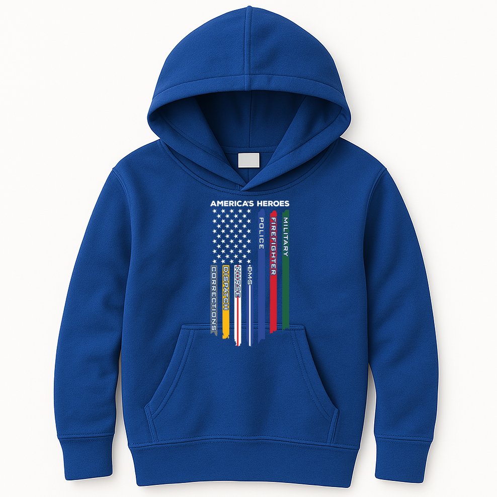 First Responders Heroes Police Military Firefighter Nurses Funny Gift Kids Hoodie