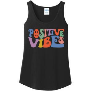 Fun Retro Hippie Inspirational Happy Positive Vibes Ladies Essential Tank